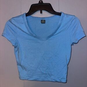 Wild Fable Blue Cap Sleeve Fitted Crop Top